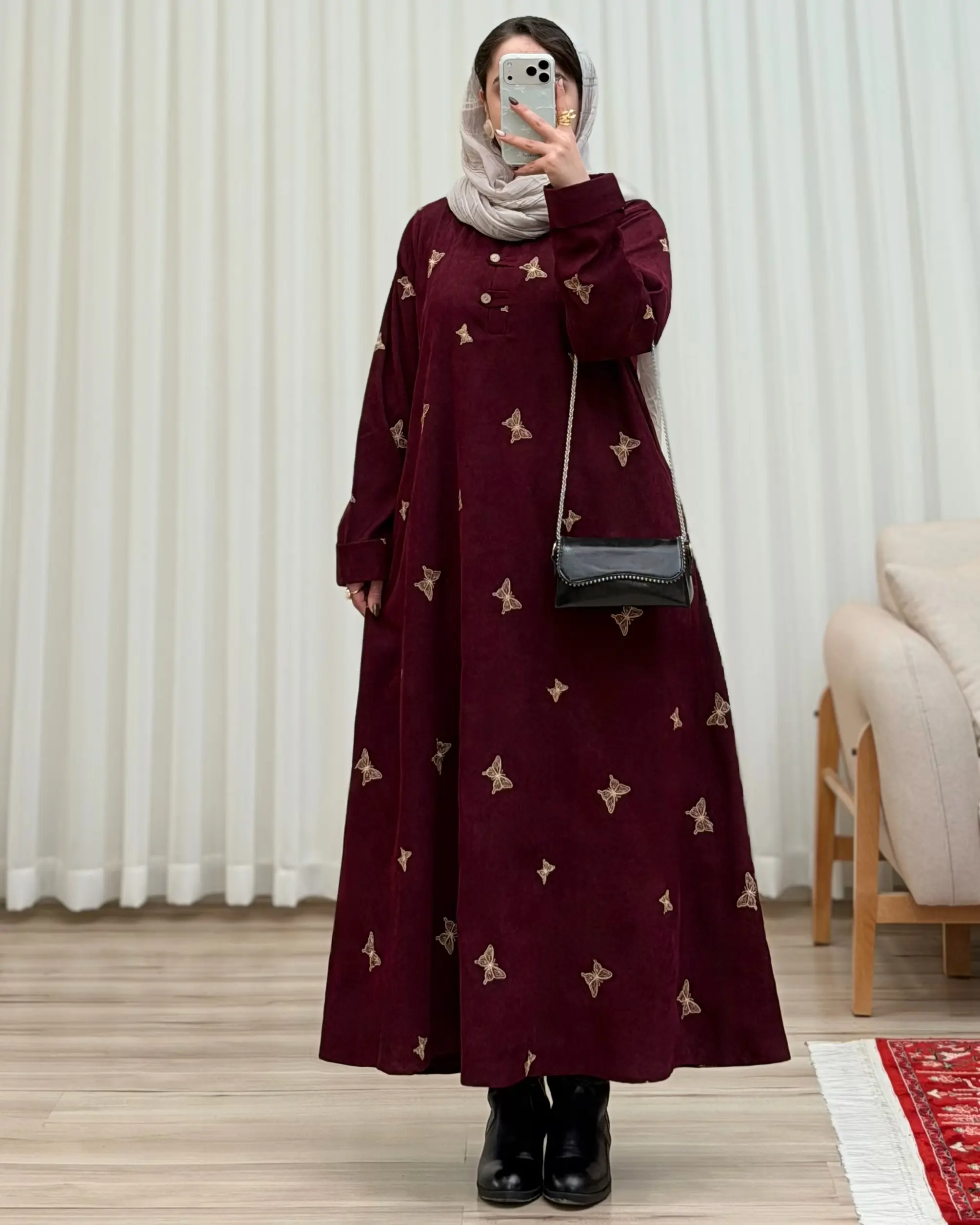 کفتان کبریتی تمام گلدوزی پروانه